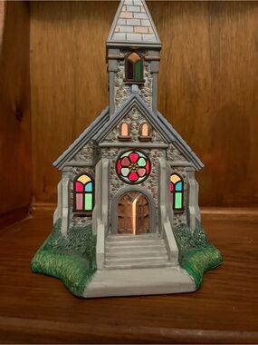 Olde world village  Church candle holder